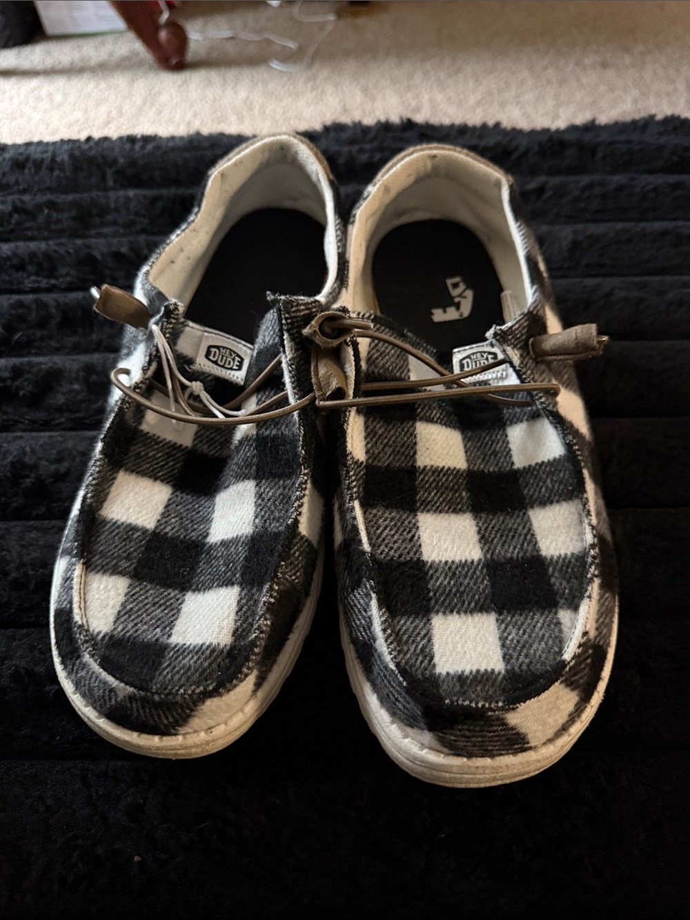 Hey Dude  Wally Plaid Slip-On Shoes in Black and White